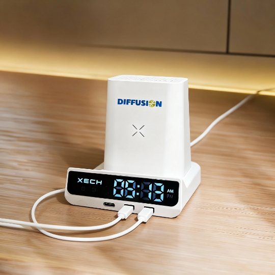 Digital Alarm Clock + Wireless Charger & Pen Stand - Image 3