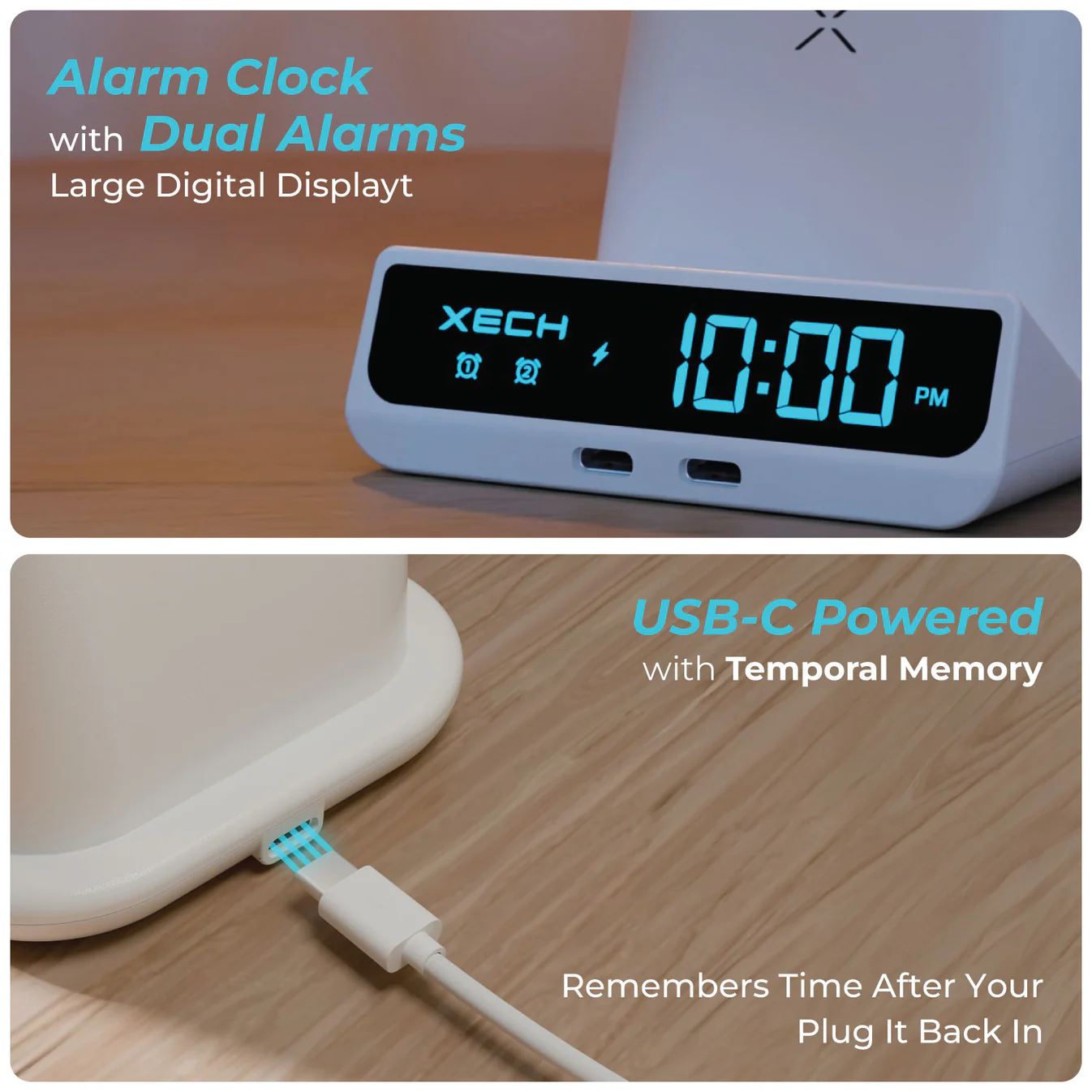 Digital Alarm Clock + Wireless Charger & Pen Stand - Image 4